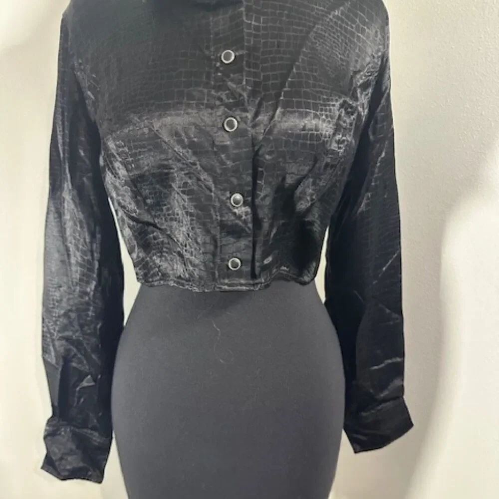 Vintage Guess Black Alligator look Button Up Shirt 8336 - Picture 1 of 11